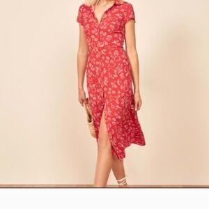 Reformation Red Floral Midi Dress